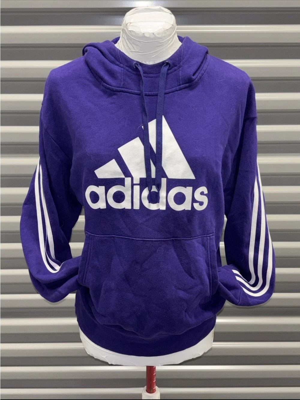adidas Essentials Big Logo Athleisure Fleece HoodieTeam Purple Womans SZ.S